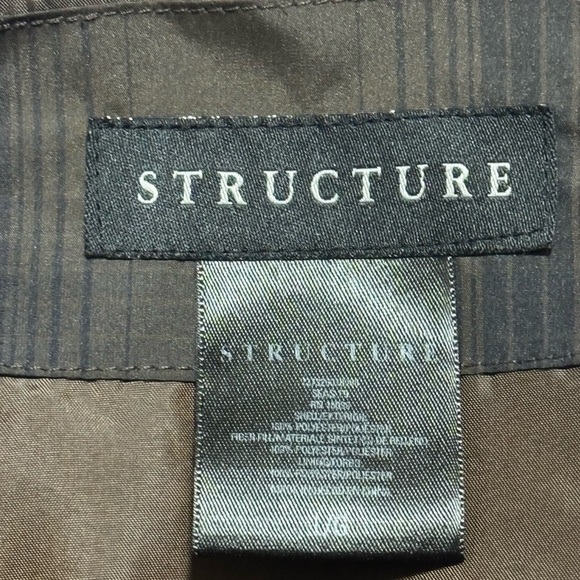 Vintage Structure Men’s Large Brown Nylon Puffer Vest Plaid Hooded Zip Pockets - Picture 3 of 11